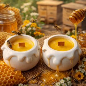 🍯 Velas Artesanales "Drip Art": Cera de Miel y Mecha de Madera