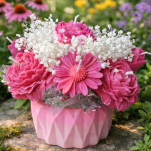 Bouquet Premium de Flores en Cera de Soja - Aroma Rosas Silvestres (Hecho a Mano)