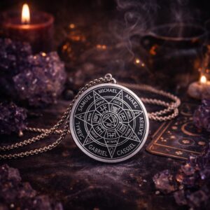 🛡️ Colgante Arcángel de Protección: Edición Negro y Plata