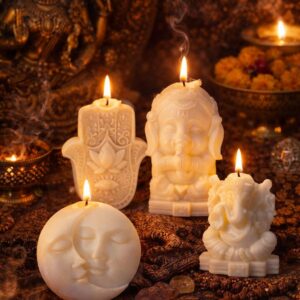 Set de Velas de Soja "Esencia Sagrada" – Colección Mística Artesanal