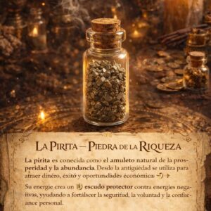 Frasco Alquímico de Pirita Natural – Amuleto de Abundancia y Éxito