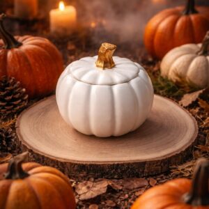🎃 Mini Calabaza Blanca de Resina - Joyero y Porta-Vela Artesanal
