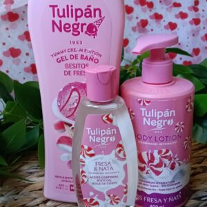 Pack Tulipán Negro Fresa y Nata – Ritual de Hidratación Dulce (3 piezas)