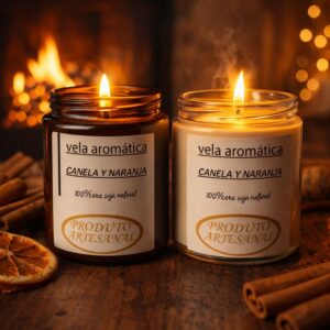 Producto Artesanal Premium: Vela de Soja Natural Cítrica y Especiada