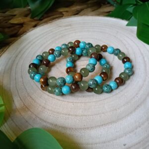 🐅 Pulsera Ojo de Tigre y Turquesa Africana