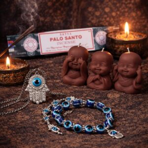 Pack Armonía Sagrada: Kit de Limpieza Energética, Protección Ojo Turco y Figuras Zen