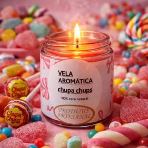 🍭 Vela Aromática Artesanal Chupa Chups - Cera de Soja 🍓