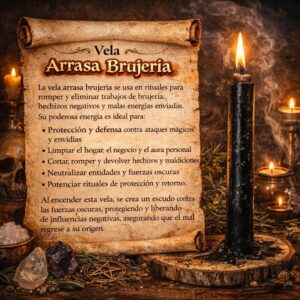 Vela Arrasa Brujería – Escudo de Protección y Corte de Energías Negativas 🖤🛡️