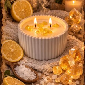 Vela Artesanal Aroma Cítrico con  Minerales De Citrino