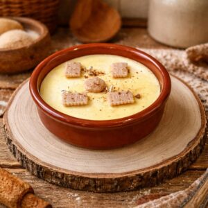 🏺 Vela Artesanal Cera de Soja - Aroma Natillas con Galleta | Cuenco de Barro 🍮