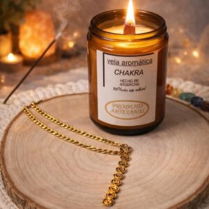 🕯️ Pack "Sintonía Espiritual": Vela de Soja Crepitante & Amuleto 7 Chakras