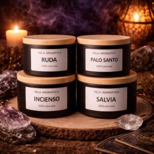 Vela de Soja "Línea Black & Wood" · Colección Sagrada de Purificación