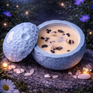 Vela de Soja Energía Lunar – Aroma Luz de Luna con Minerales de Obsidiana