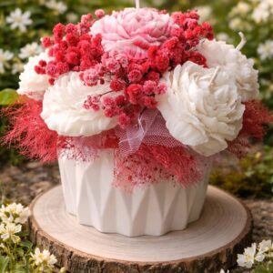 Vela Escultórica "Jardín de Jazmín" – Bouquet Floral en Envase de Resina Ecológica
