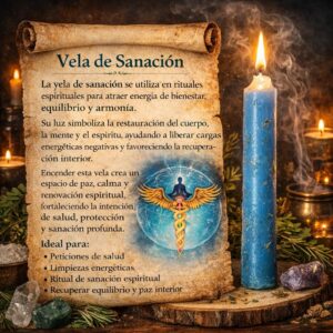 Vela de Sanación Espiritual – Bienestar, Equilibrio y Armonía Interior 🧘‍♂️💙