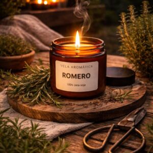 Vela de Soja Artesanal: Romero – Claridad Mental, Enfoque y Elevación Espiritual