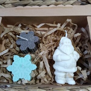 Velas de Soja Navideñas Artesanales: Papá Noel y Copo de Nieve | Regalo Festivo